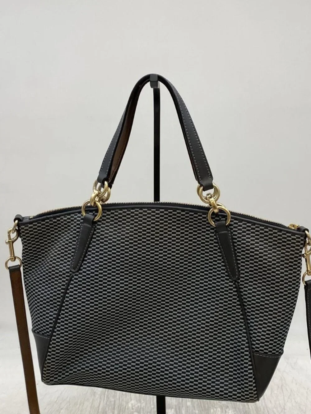 Coach Kelsey Black/Blue Jacquard Satchel Handbag/Purse